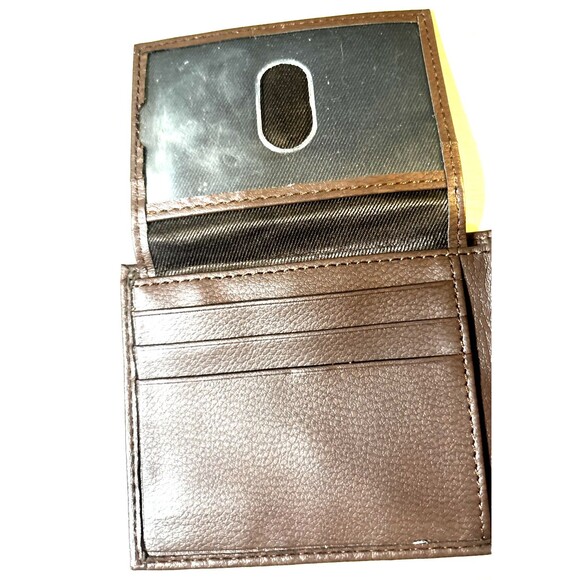 COLUMBIA Men's Genuine Coated Leather BIFOLD Wallet ~ BROWN - Picture 4 of 4